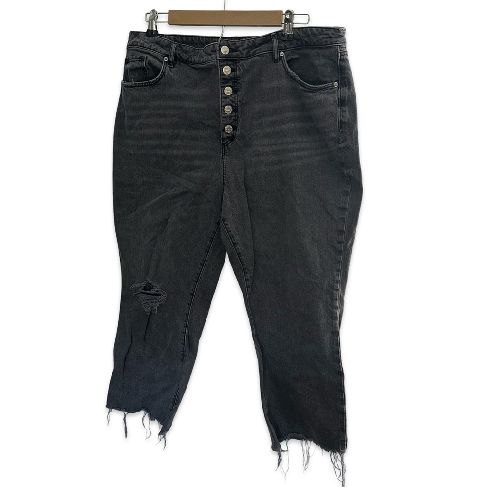 LOFT Black Cropped Distressed Jeans